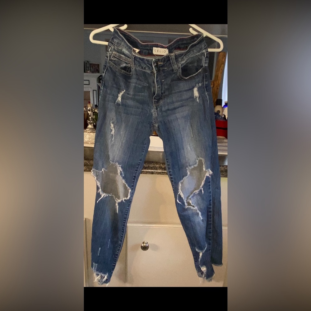 Cello Ripped Denim Jeans in Blue